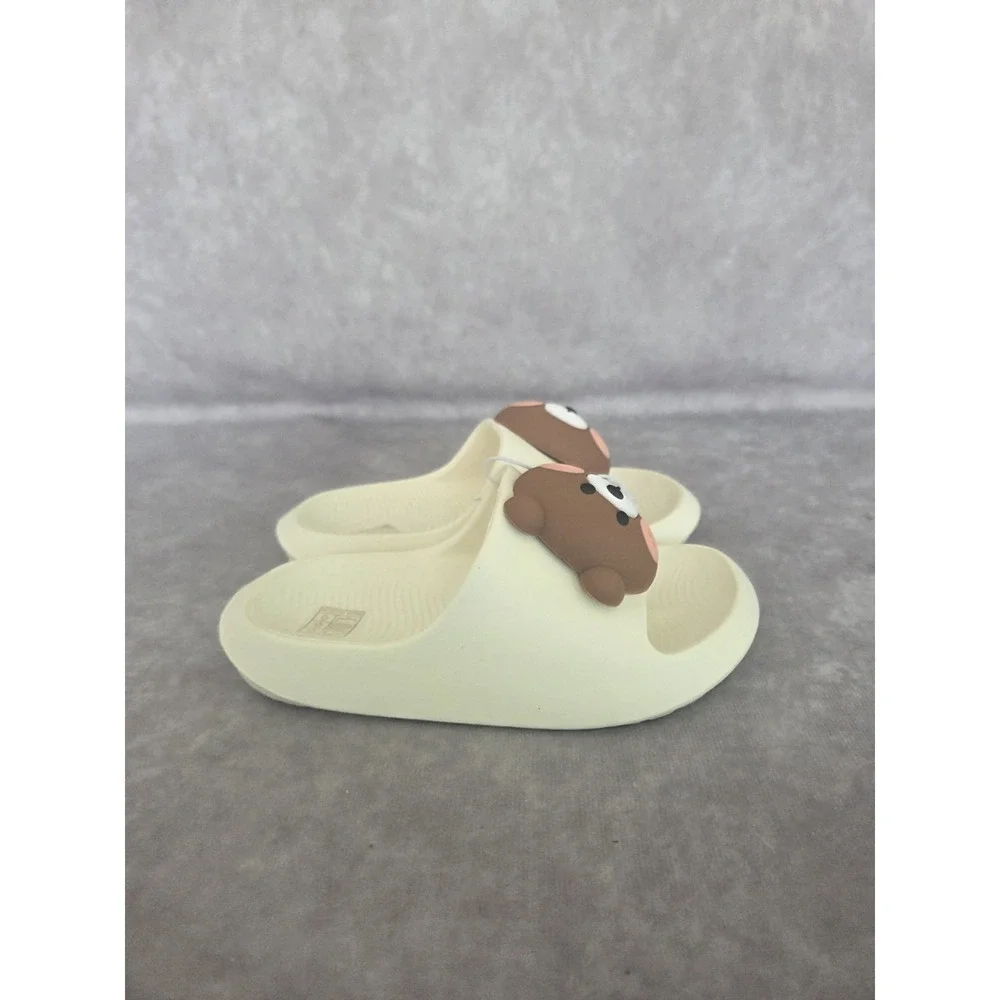 Unisex Toddler Slides Size 10 Off White Teddy Bear